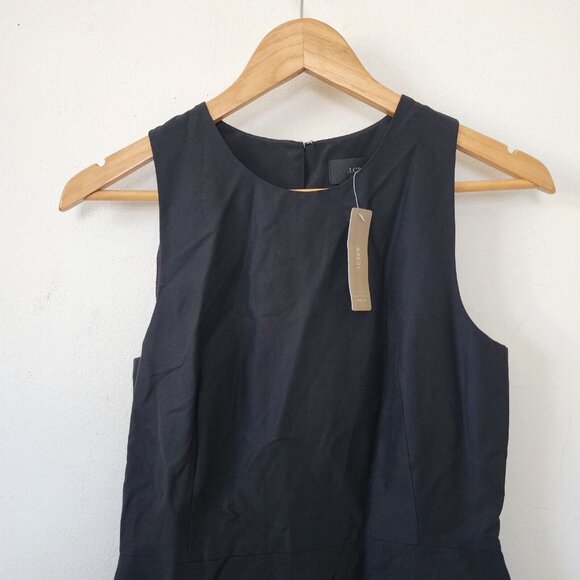 NWT J Crew Black Dress 2 Style H2438 Solid Black Bow Dropwaist Dress - Picture 3 of 8